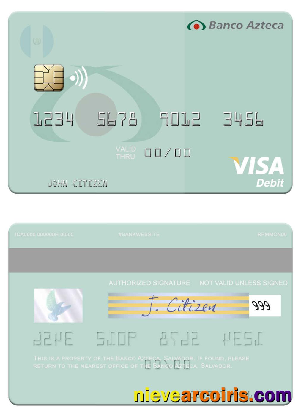 Salvador Banco Azteca visa debit card